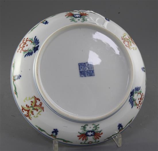 A Chinese doucai dish, Qianlong mark, diameter 20.8cm